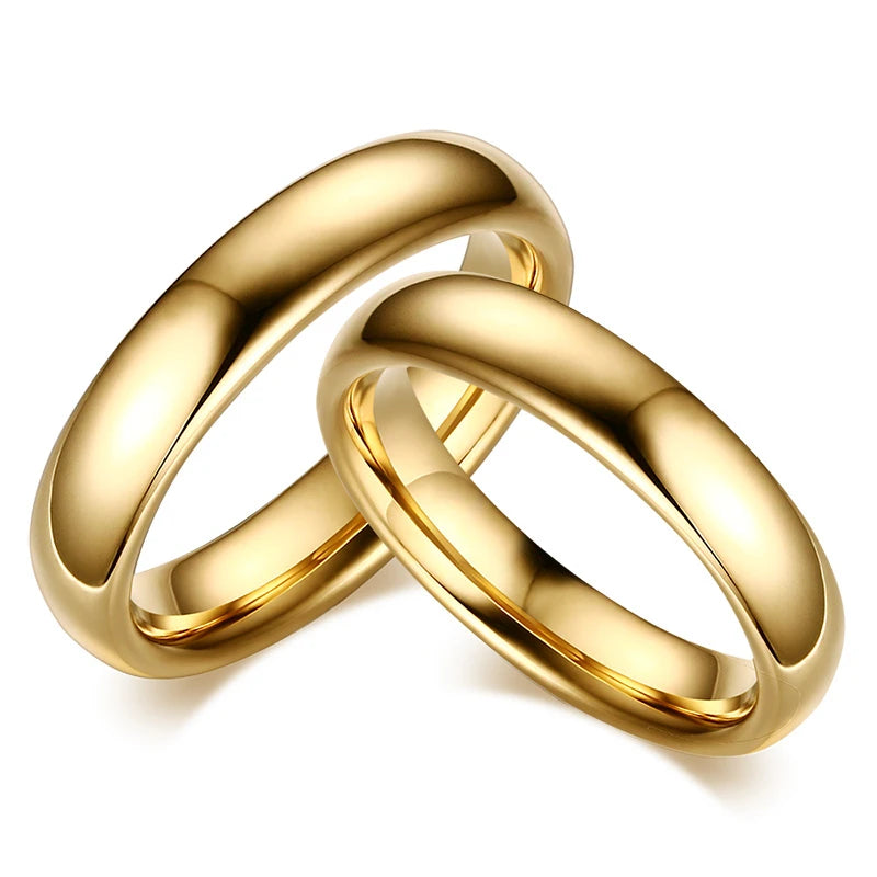 Anéis de casal em aço inoxidável liso
