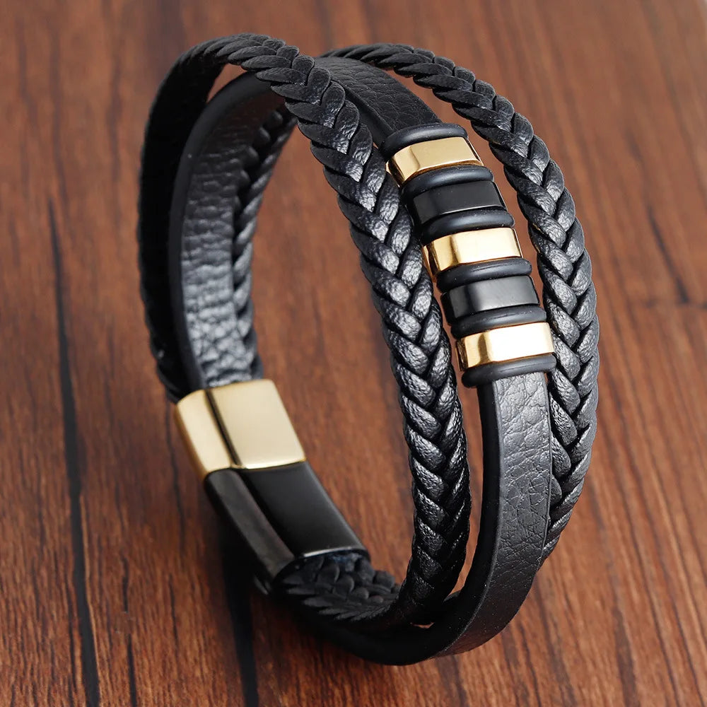 Trança corda pulseira para homens Magnetico