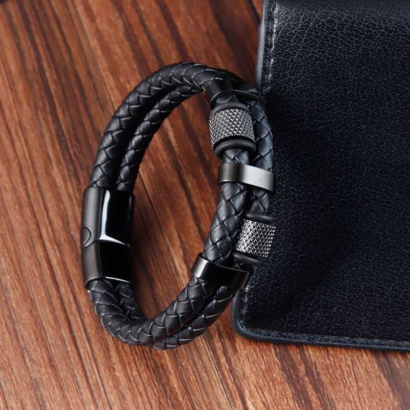 Trança corda pulseira para homens Magnetico