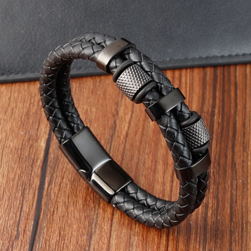 Trança corda pulseira para homens Magnetico