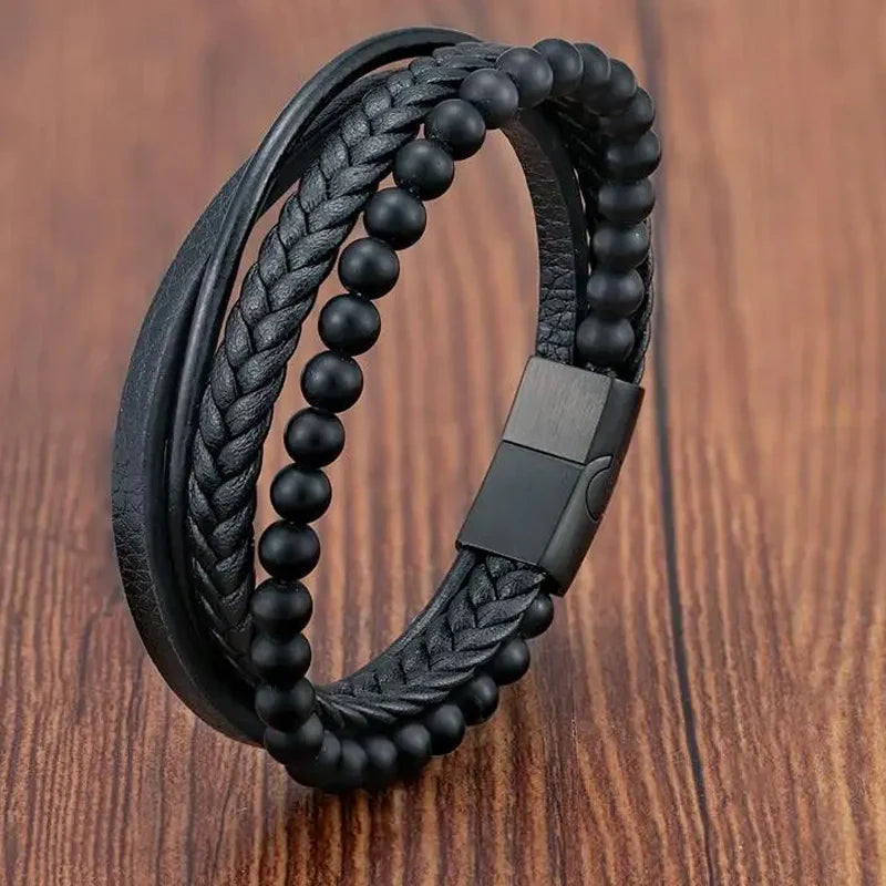 Trança corda pulseira para homens Magnetico