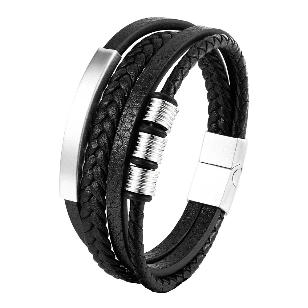 Trança corda pulseira para homens Magnetico