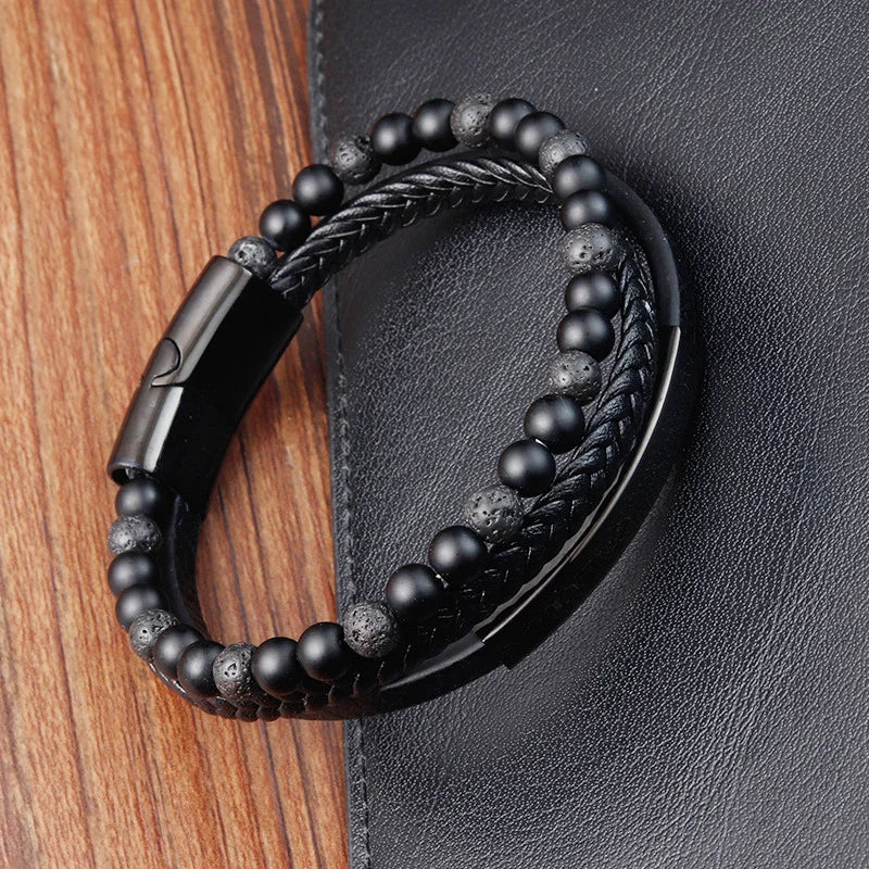 Trança corda pulseira para homens Magnetico