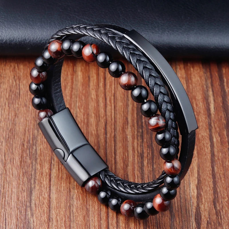 Trança corda pulseira para homens Magnetico