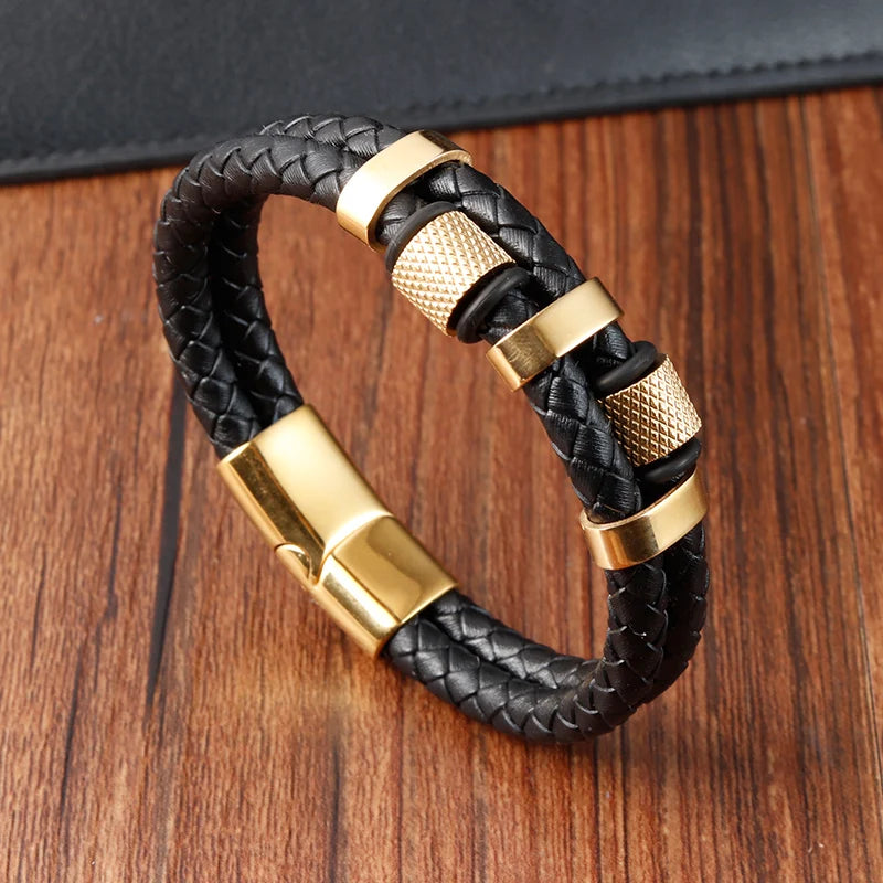 Trança corda pulseira para homens Magnetico