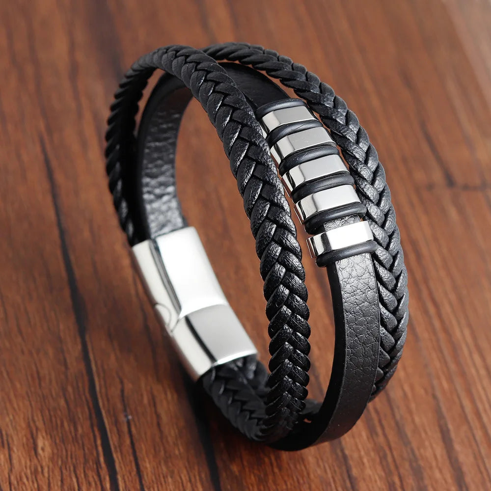 Trança corda pulseira para homens Magnetico