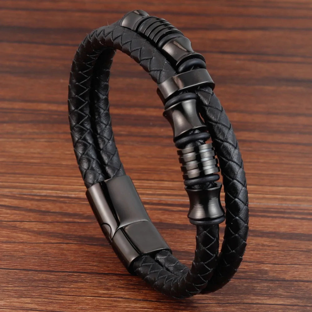 Trança corda pulseira para homens Magnetico