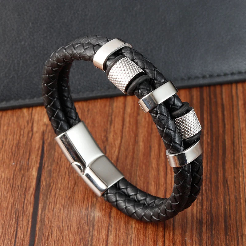 Trança corda pulseira para homens Magnetico